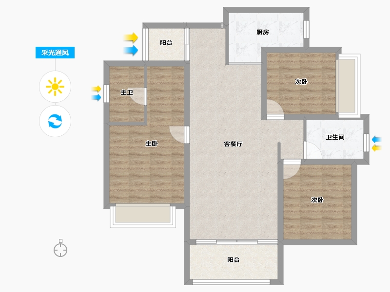 四川省-成都市-佳乐云锦阁-94.60-户型库-采光通风