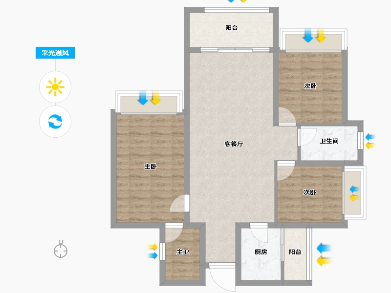 四川省-成都市-佳乐云锦阁-87.03-户型库-采光通风