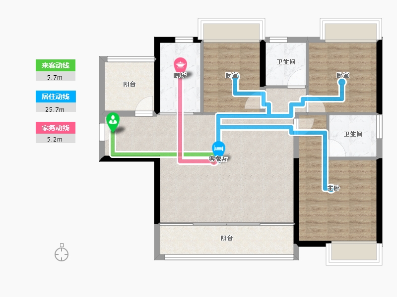 广东省-江门市-保利中央公馆-95.07-户型库-动静线