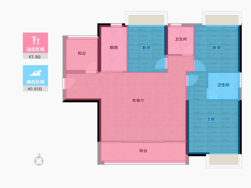 广东省-江门市-保利中央公馆-95.07-户型库-动静分区