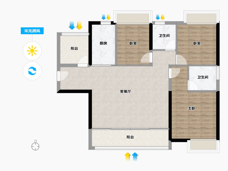 广东省-江门市-保利中央公馆-95.07-户型库-采光通风