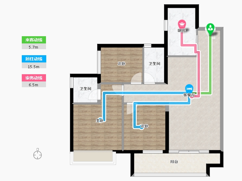 广东省-江门市-保利中央公馆-90.85-户型库-动静线