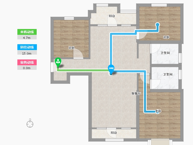 天津-天津市-瞰湖苑-92.00-户型库-动静线