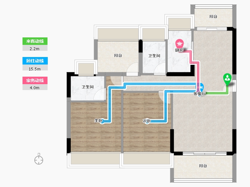 广东省-江门市-东方御璟苑-85.64-户型库-动静线