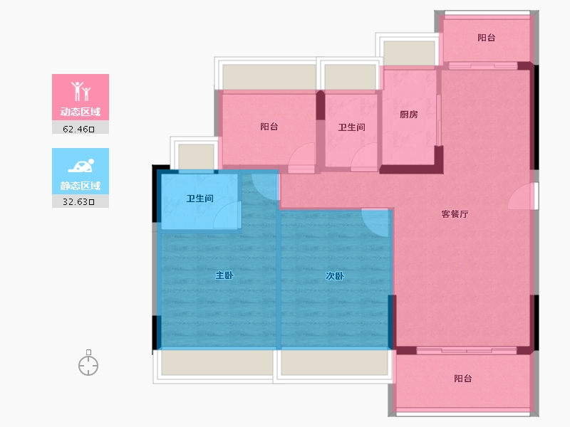 广东省-江门市-东方御璟苑-85.64-户型库-动静分区