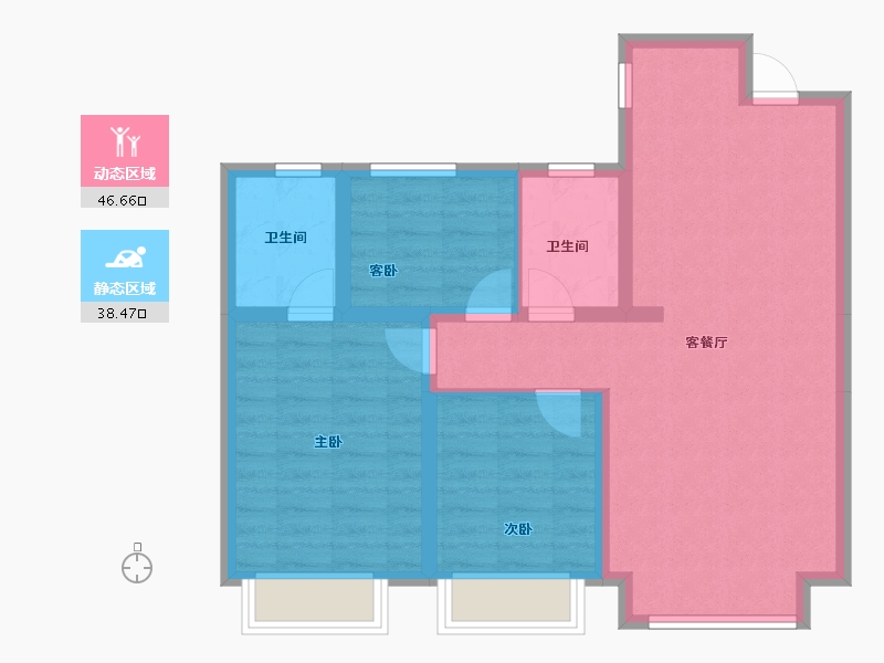 内蒙古自治区-赤峰市-都汇苑小区-75.98-户型库-动静分区