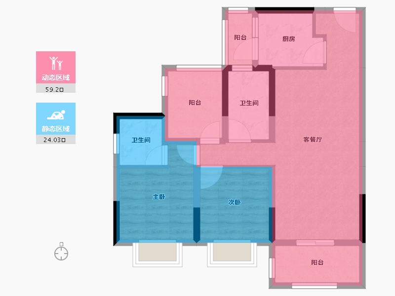 广东省-江门市-合生·云山帝景-72.99-户型库-动静分区