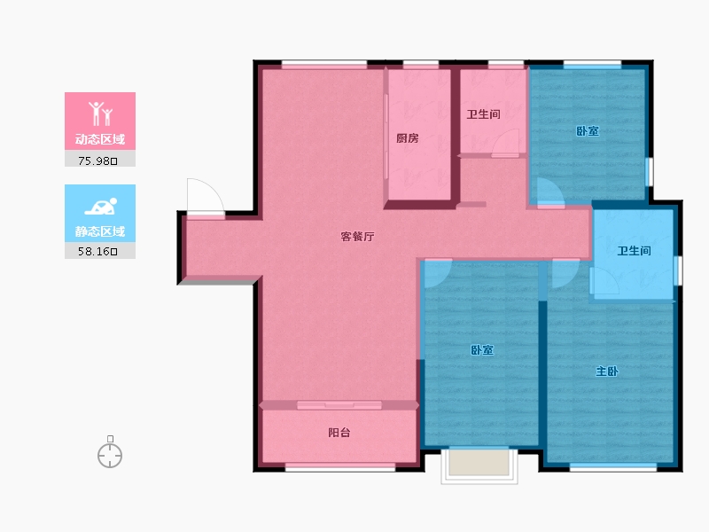 江苏省-盐城市-​荣悦华府-121.58-户型库-动静分区