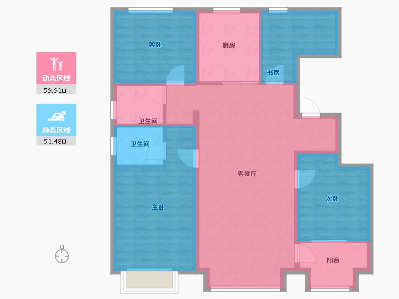 内蒙古自治区-赤峰市-都汇苑小区-100.10-户型库-动静分区