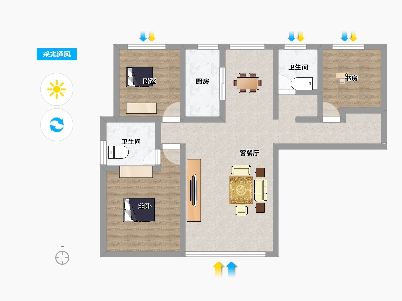 甘肃省-庆阳市-陇悦家园-81.90-户型库-采光通风