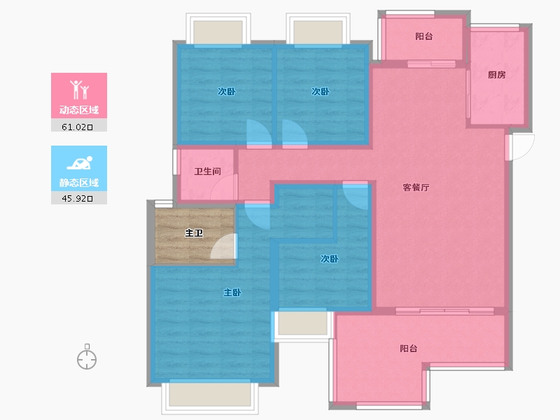 四川省-成都市-蓝光观岭雍锦半岛-99.28-户型库-动静分区