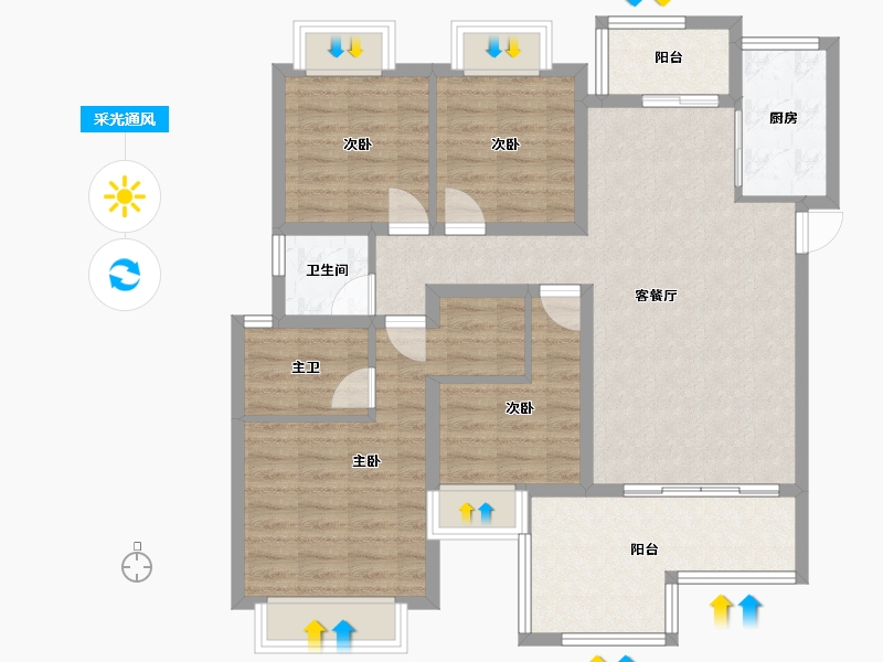 四川省-成都市-蓝光观岭雍锦半岛-99.28-户型库-采光通风