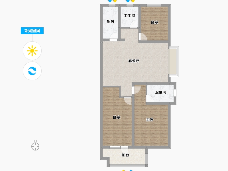 山东省-聊城市-财信·九州印象-100.00-户型库-采光通风