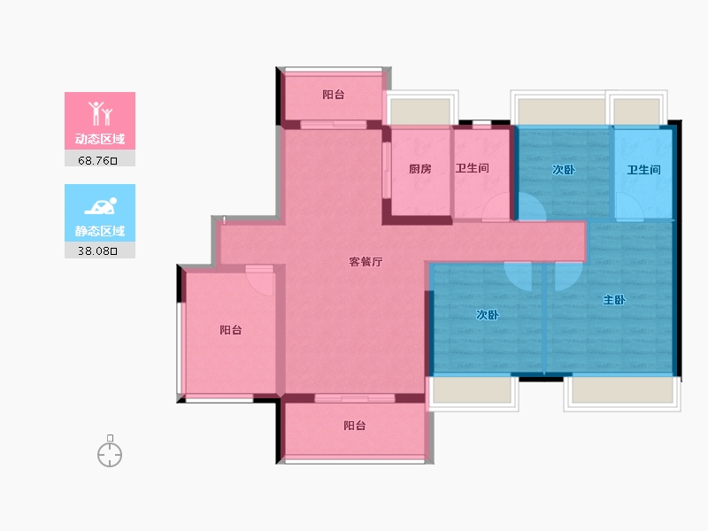 广东省-江门市-保利中央公馆-95.63-户型库-动静分区