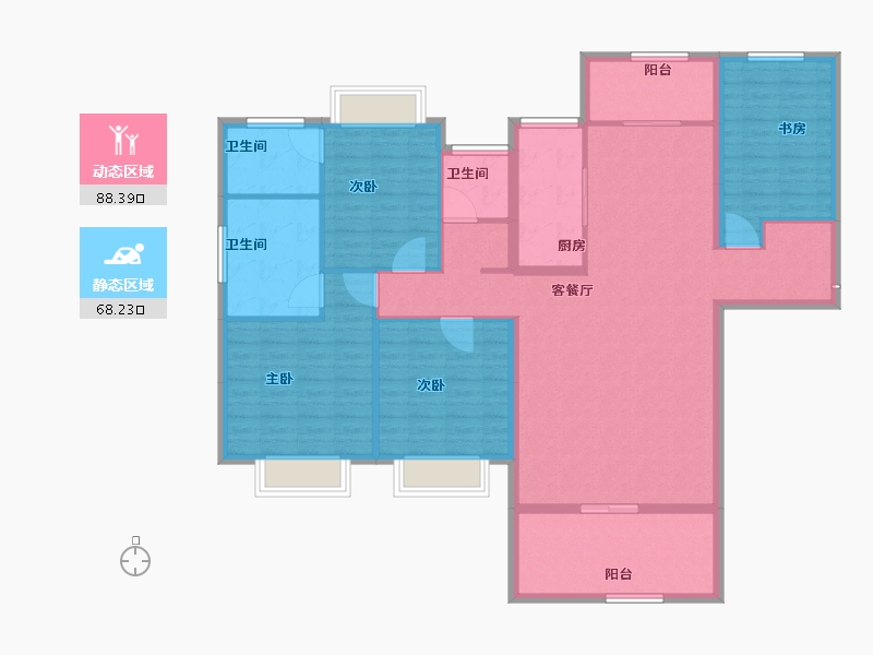 湖南省-郴州市-振兴凤凰名邸-142.30-户型库-动静分区