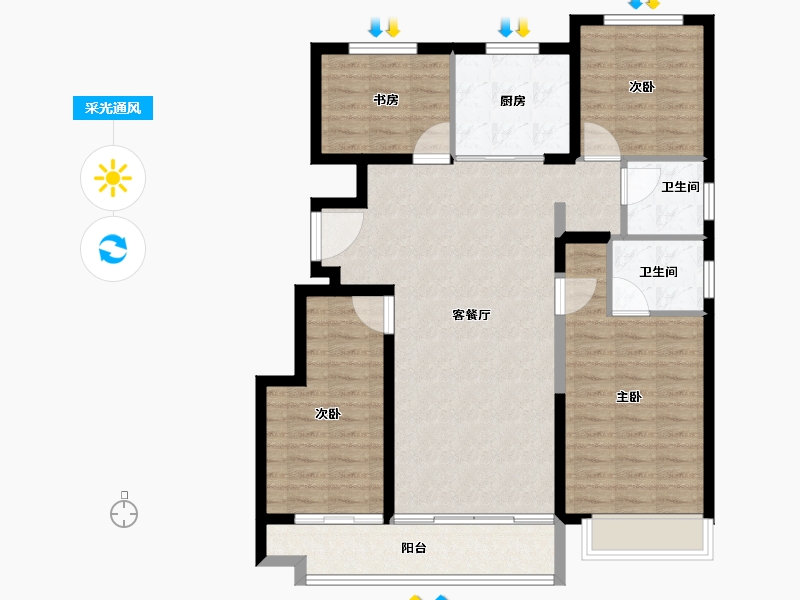 江苏省-盐城市-​新城云樾春秋-104.00-户型库-采光通风