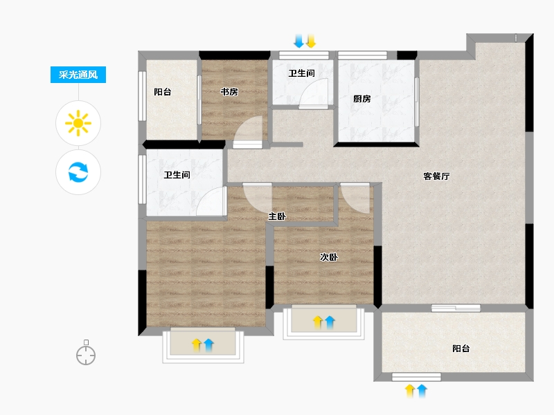 湖南省-郴州市-湖南建工东玺台-93.05-户型库-采光通风