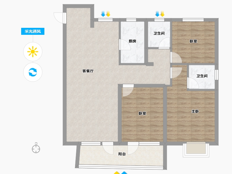 山东省-聊城市-澜庭嘉苑-94.16-户型库-采光通风