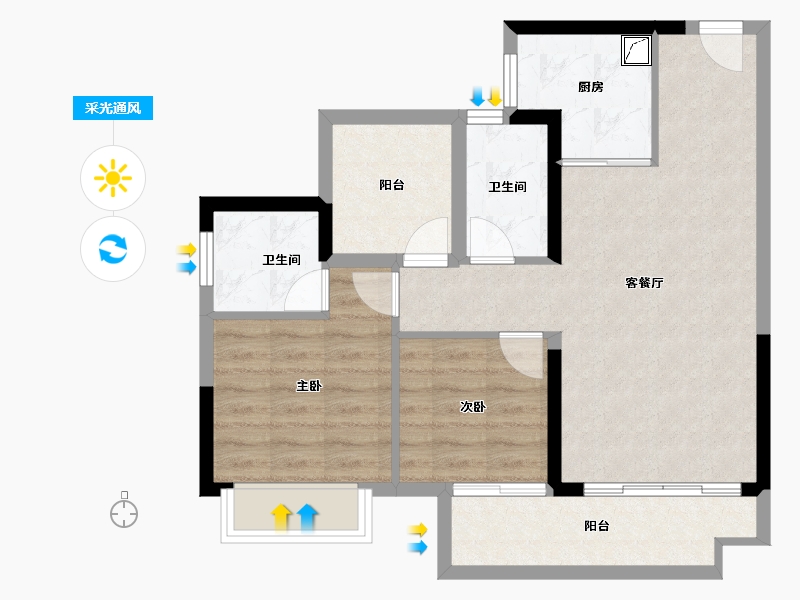 广东省-江门市-融创御府-69.50-户型库-采光通风