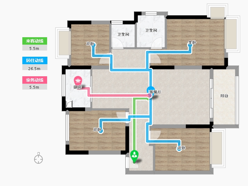 安徽省-黄山市-雨润星雨华府-109.00-户型库-动静线