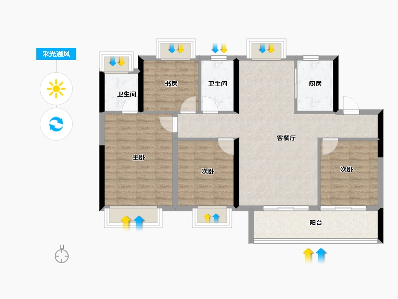 福建省-三明市-融侨观邸-96.00-户型库-采光通风