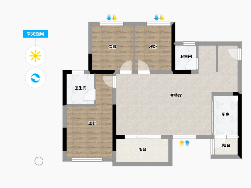 四川省-宜宾市-宜宾金科城-79.79-户型库-采光通风