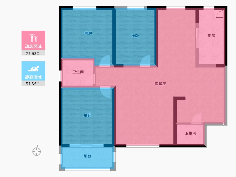 陕西省-咸阳市-秦建东城丽景-112.00-户型库-动静分区