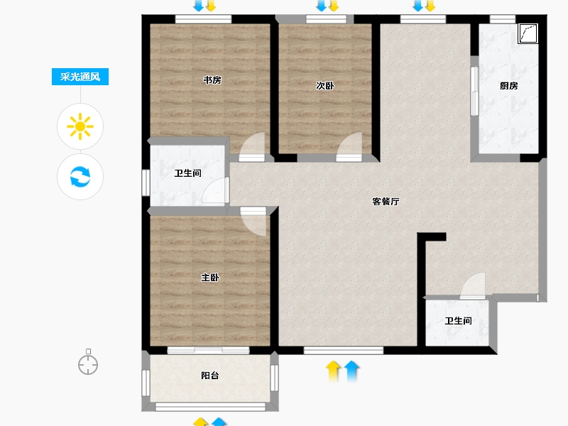 陕西省-咸阳市-秦建东城丽景-112.00-户型库-采光通风