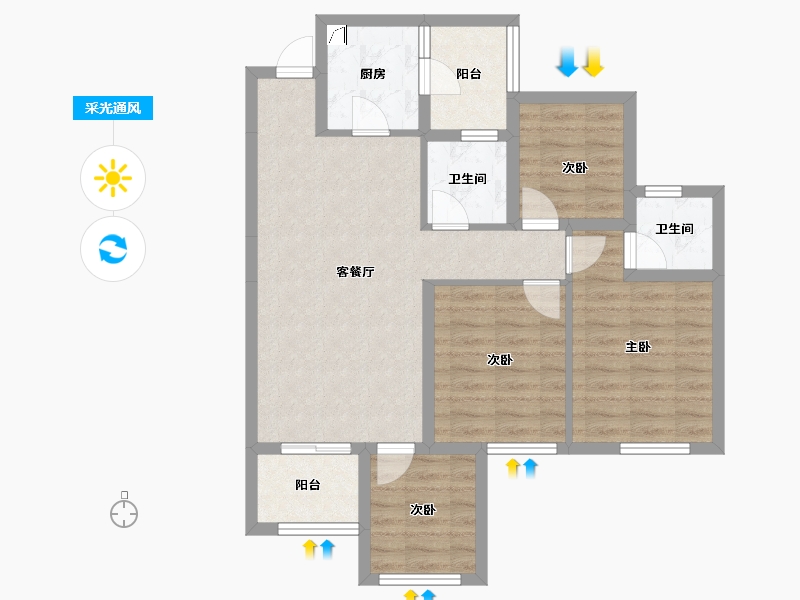 四川省-宜宾市-​鸿通大学府-79.09-户型库-采光通风