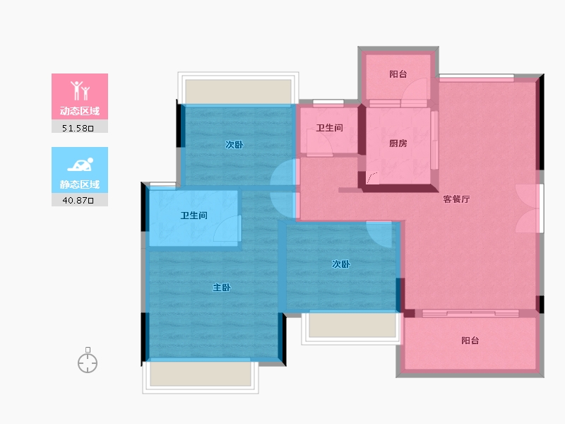 重庆-重庆市-华润置地重庆润府-82.15-户型库-动静分区