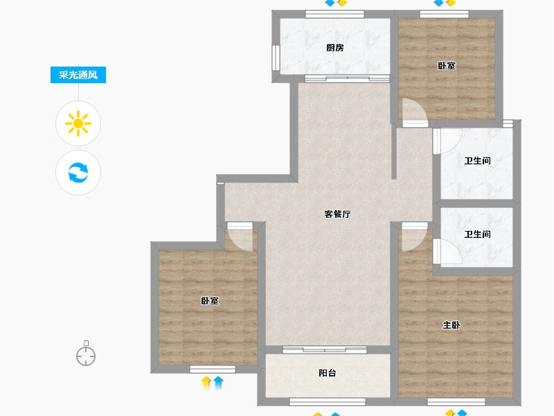 山东省-淄博市-城南壹号-96.80-户型库-采光通风