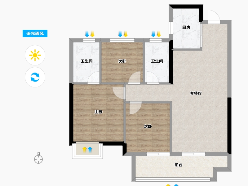 福建省-三明市-融侨观邸-77.61-户型库-采光通风