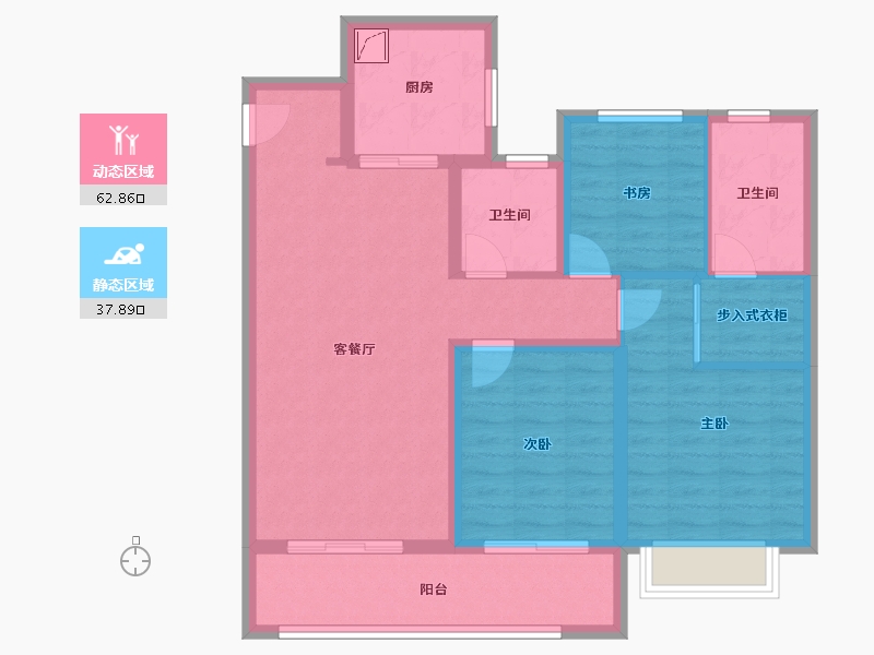 陕西省-咸阳市-融创时光宸阅-89.51-户型库-动静分区