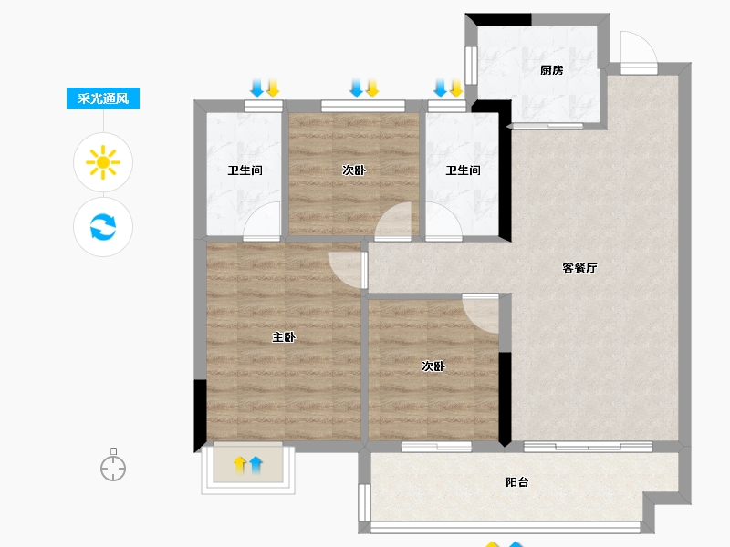 福建省-三明市-碧桂园岚溪源著-76.00-户型库-采光通风