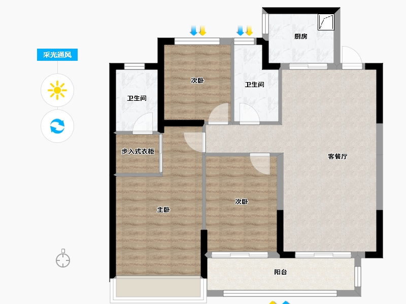 河南省-驻马店市-西湖家园-95.20-户型库-采光通风