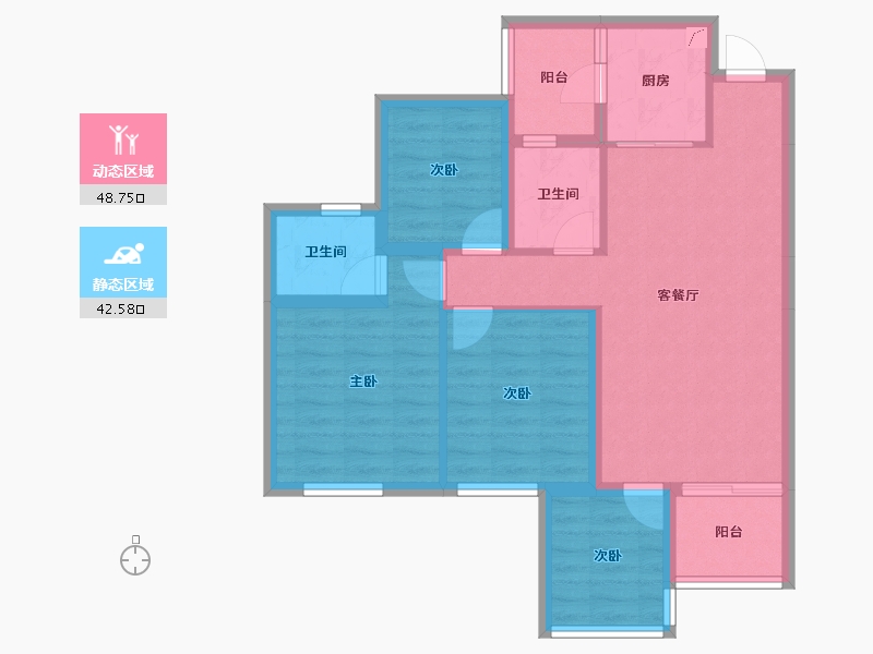 四川省-宜宾市-​鸿通大学府-80.83-户型库-动静分区