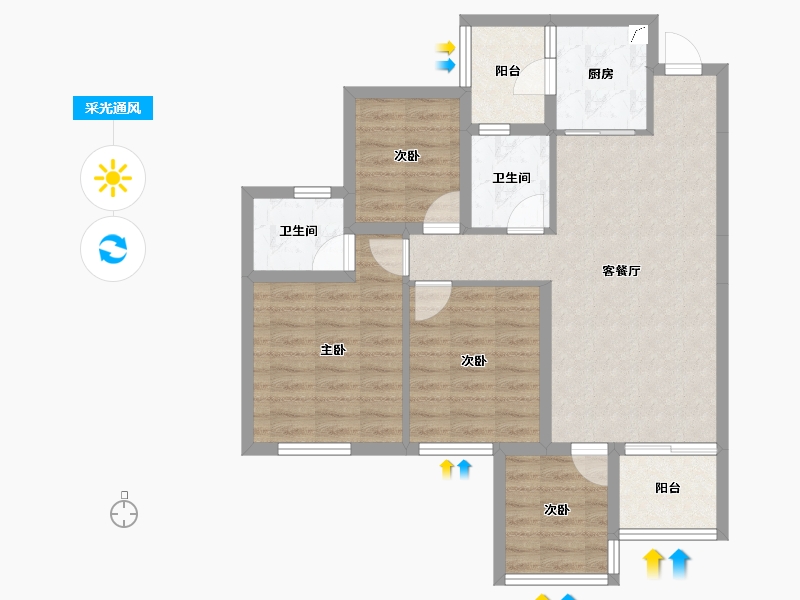 四川省-宜宾市-​鸿通大学府-80.83-户型库-采光通风