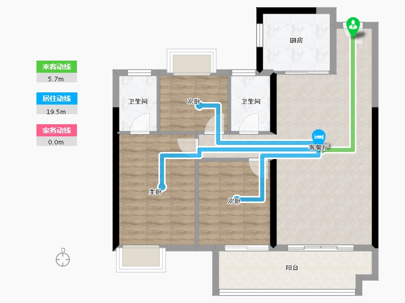 福建省-龙岩市-美伦·生态城-84.80-户型库-动静线