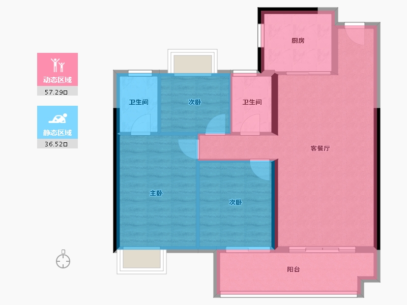 福建省-龙岩市-美伦·生态城-84.80-户型库-动静分区