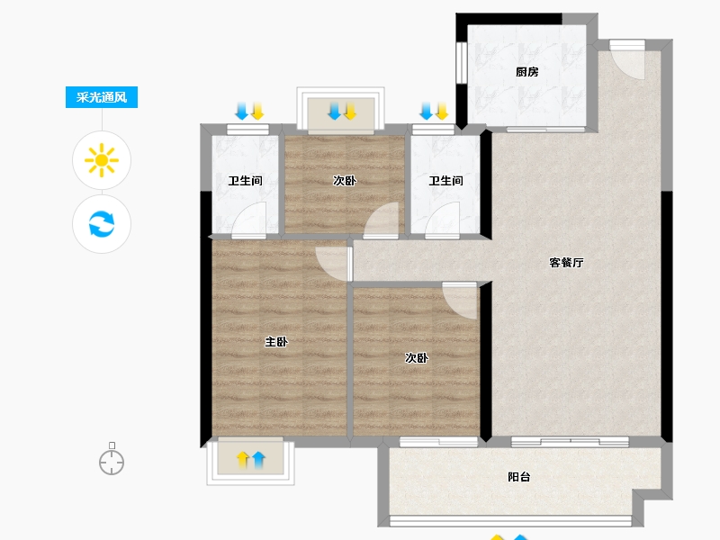 福建省-龙岩市-美伦·生态城-84.80-户型库-采光通风