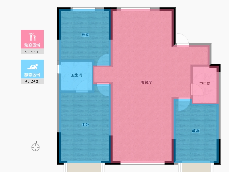 辽宁省-抚顺市-建荣皇家海岸-90.06-户型库-动静分区