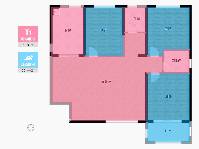 陕西省-咸阳市-秦建东城丽景-113.69-户型库-动静分区