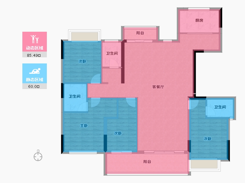 江西省-宜春市-明珠前湖院子-132.06-户型库-动静分区