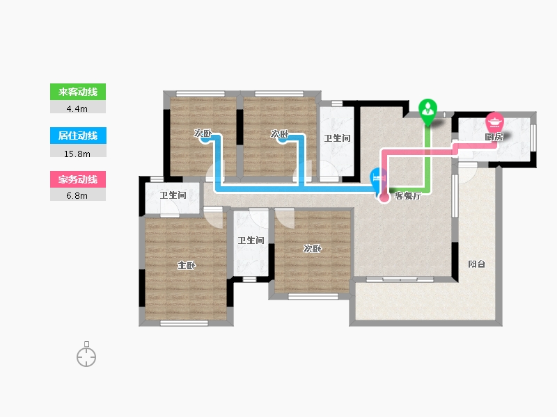 四川省-内江市-隆城锦翠三期博苑-111.53-户型库-动静线