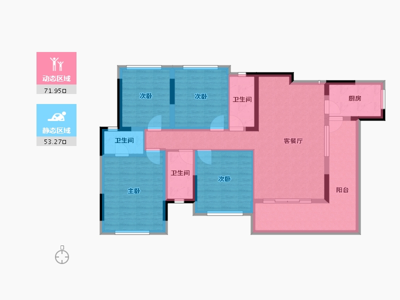 四川省-内江市-隆城锦翠三期博苑-111.53-户型库-动静分区