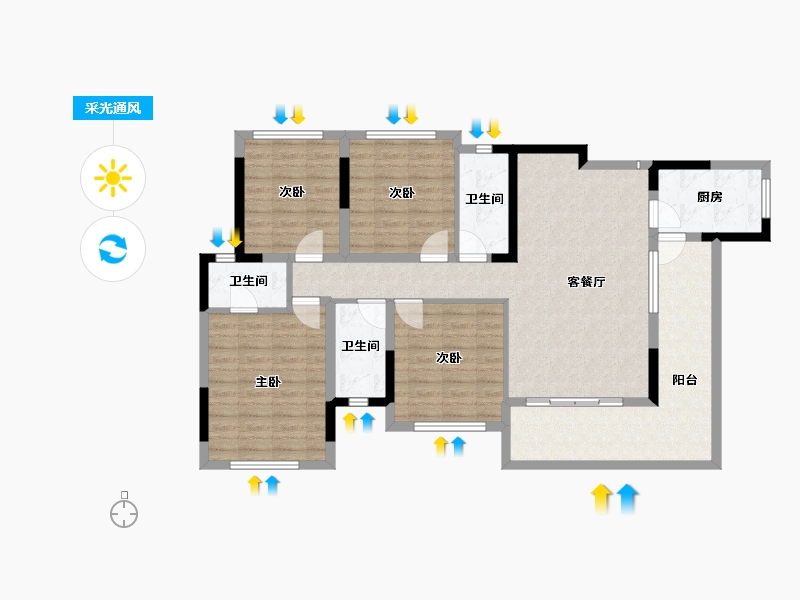 四川省-内江市-隆城锦翠三期博苑-111.53-户型库-采光通风