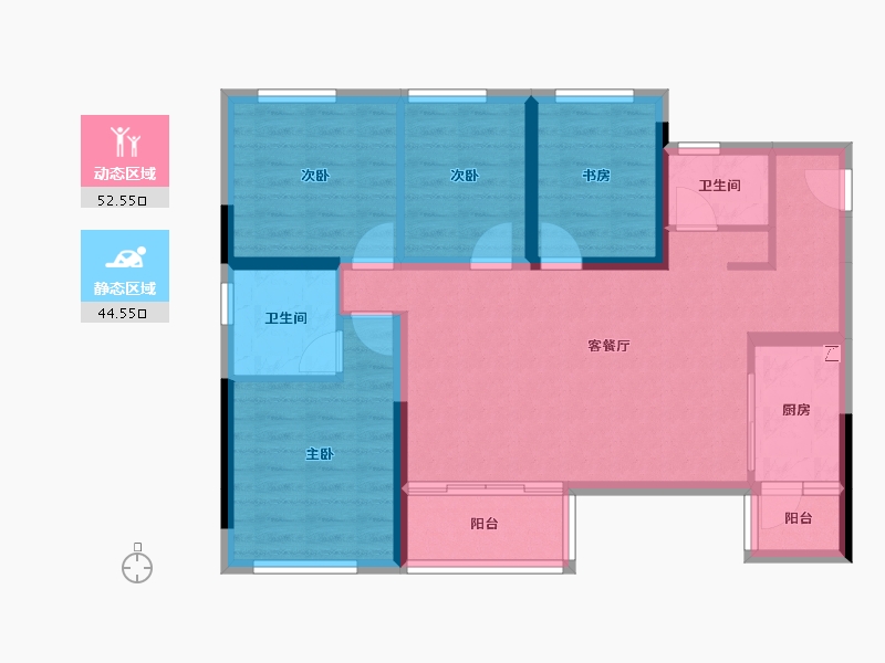 四川省-宜宾市-宜宾金科城-86.26-户型库-动静分区