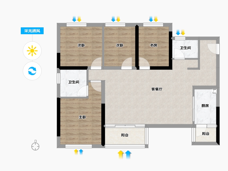 四川省-宜宾市-宜宾金科城-86.26-户型库-采光通风