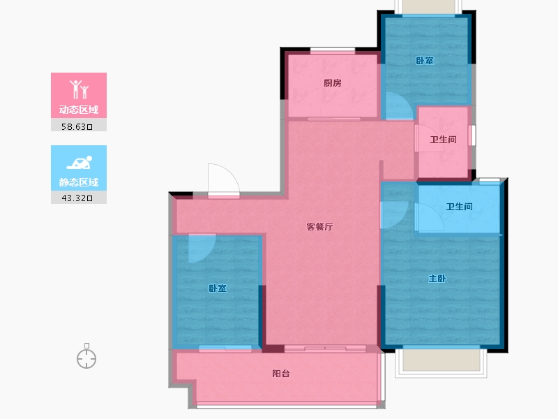 江苏省-盐城市-​碧桂园翡翠湾-92.00-户型库-动静分区