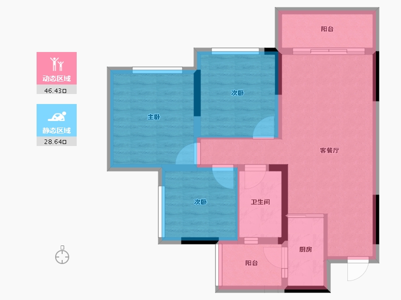 四川省-内江市-隆城锦翠三期博苑-66.21-户型库-动静分区